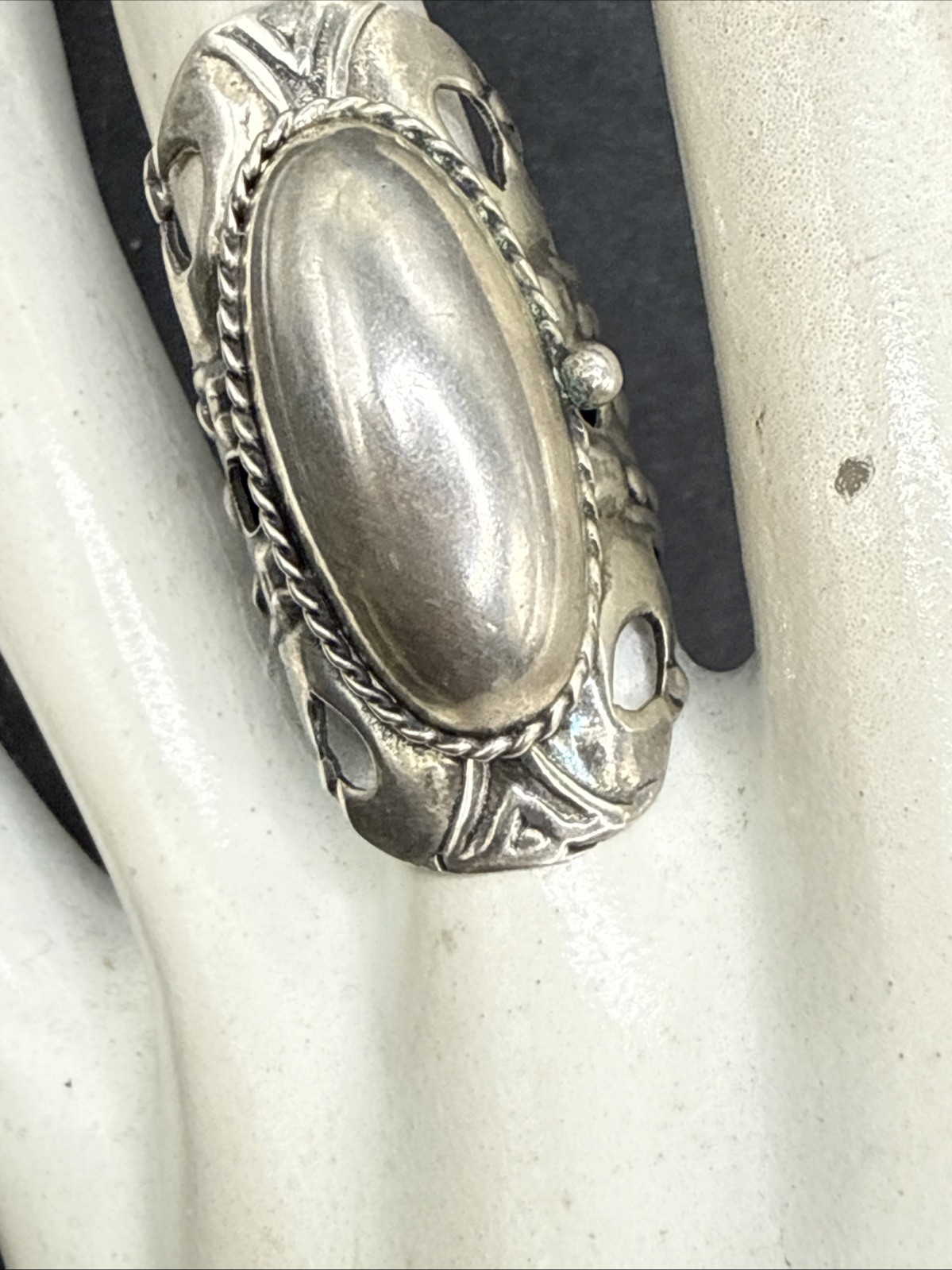 ❤️Vintage Sterling Silver Taxco Mexico Poison Ring Size 7-9 Adjustable Rare