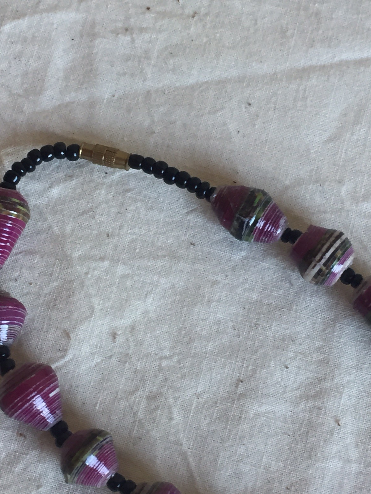 Contemporary Women’s Purple Fashion Jewelry Recycled Magazine Beaded Necklace