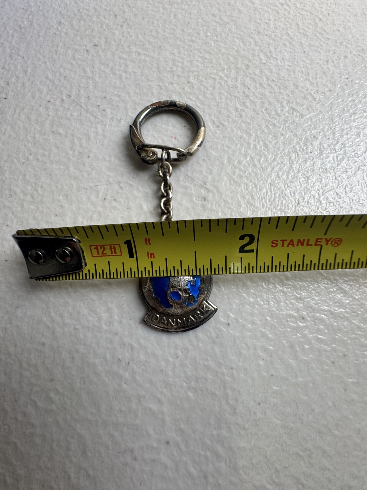 Vintage Sterling ELO 830S Silver Vintage Globe Pendant On Keychain Denmark