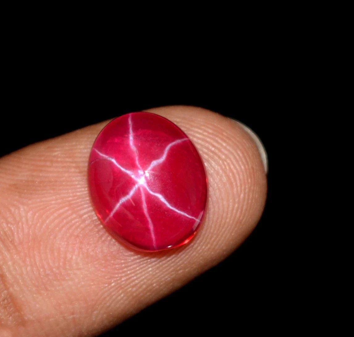 6 Rays Natural Red Star Ruby 14.60 Ct Oval Cabochon Certified Loose Gemstone