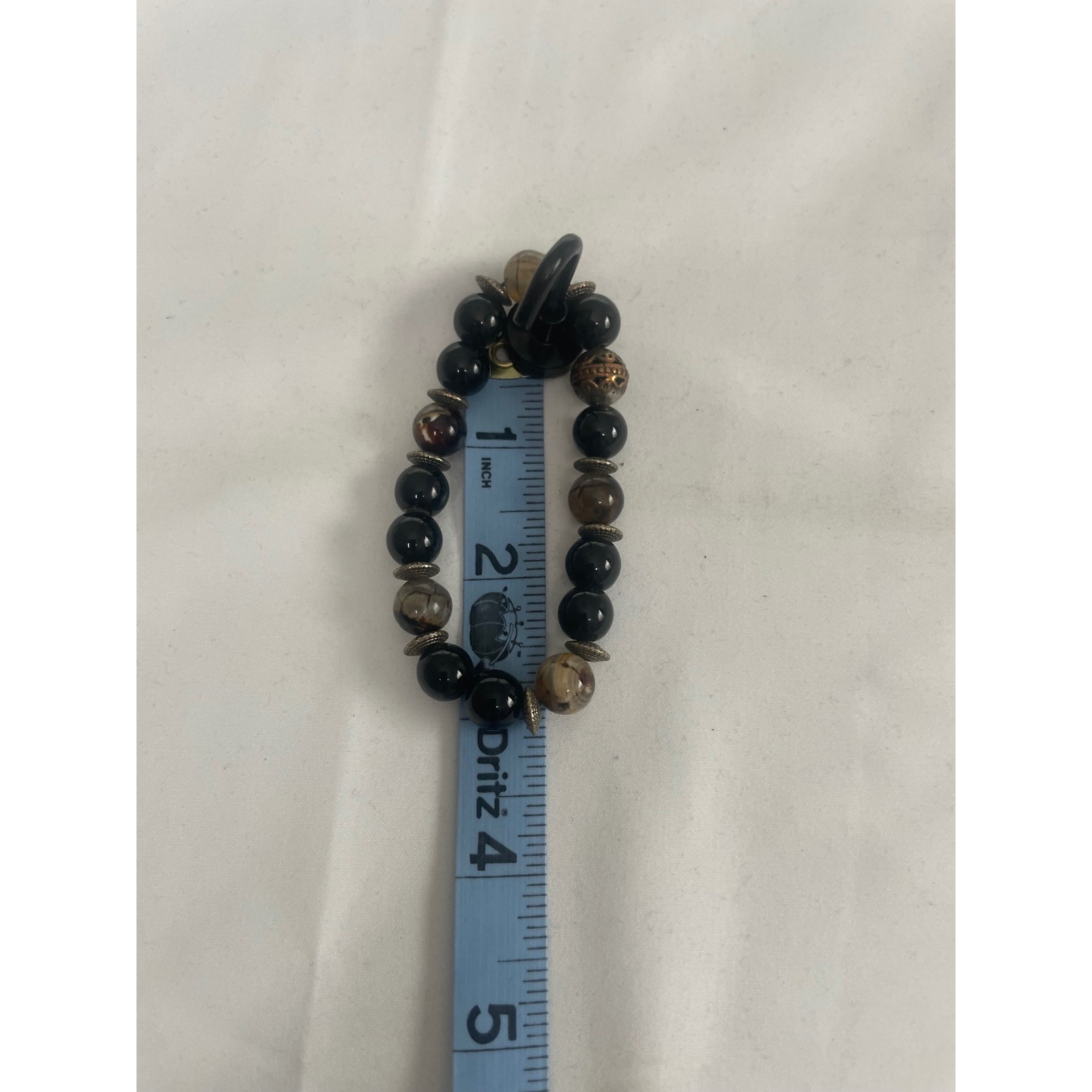 Stretch Beaded Bracelet Set – Black, White, Gray Stone Beads boho chic cute