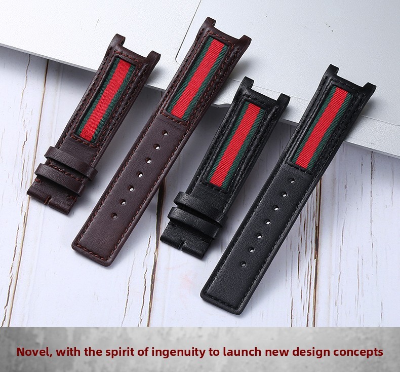 Quality Cowhide Genuine Leather Watch Band Straps 20 22 for Gucci Without Buckle