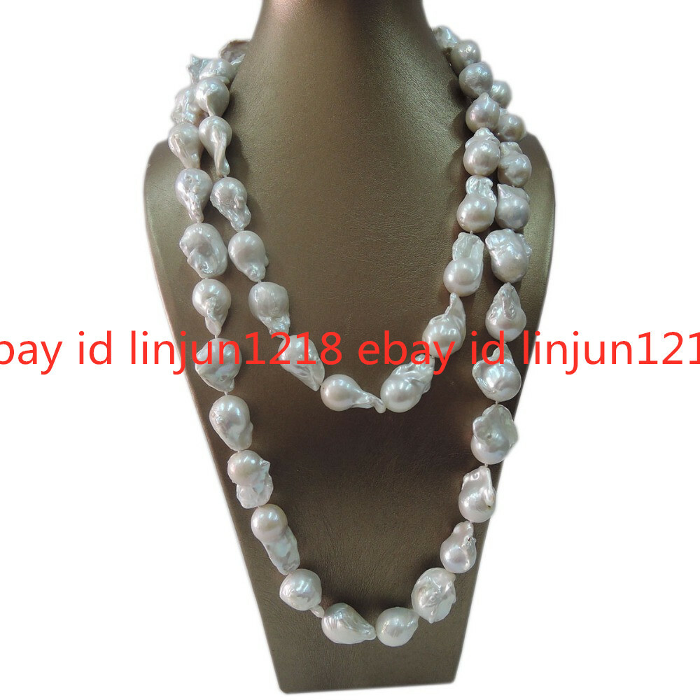 REAL HUGE AAA WHITE BAROQUE PEARL NECKLACE 18/20/22/24/28/30/36”