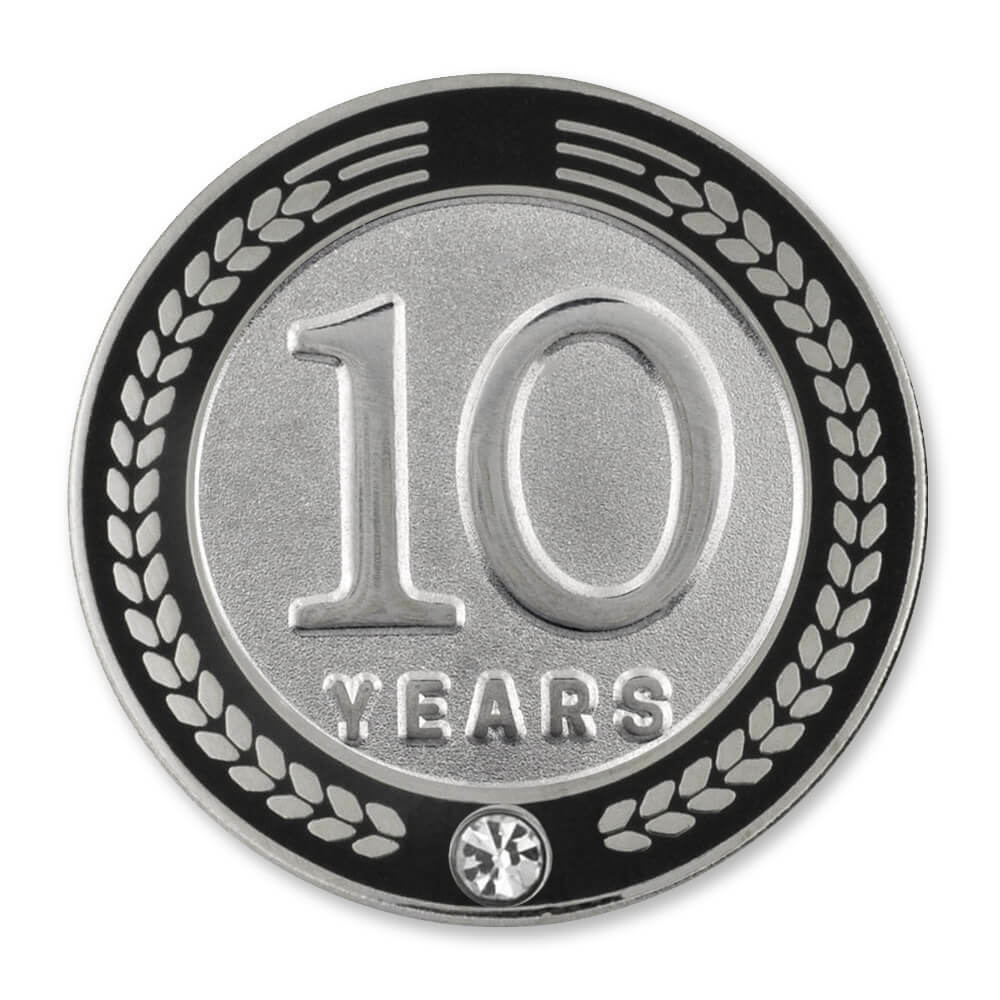 PinMart’s 10 Years of Service Award Employee Recognition Gift Lapel Pin – Black