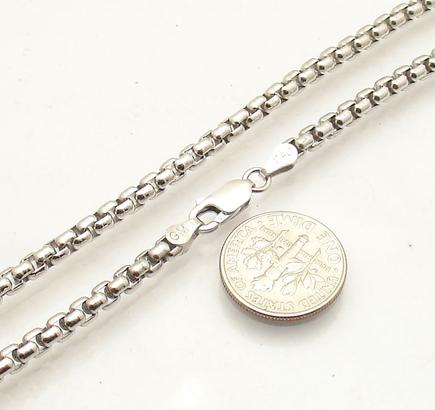 3.9mm Polished Anti-Tarnish Round Box Chain Necklace Real 925 Sterling Silver