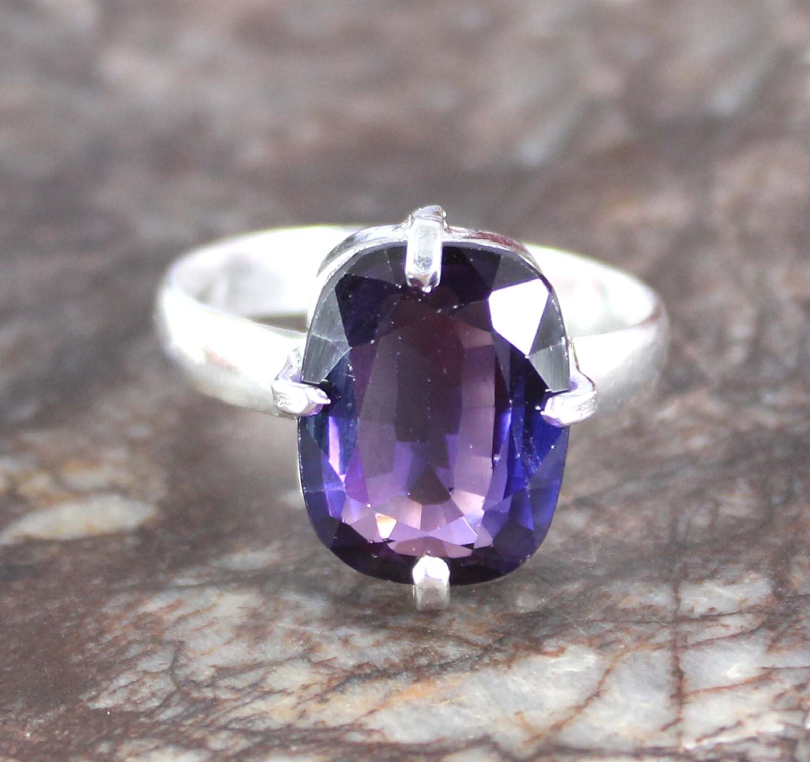 Gemstone Engagement Ring Natural Cushion Boysenberry Sapphire 11.30 Ct Certified