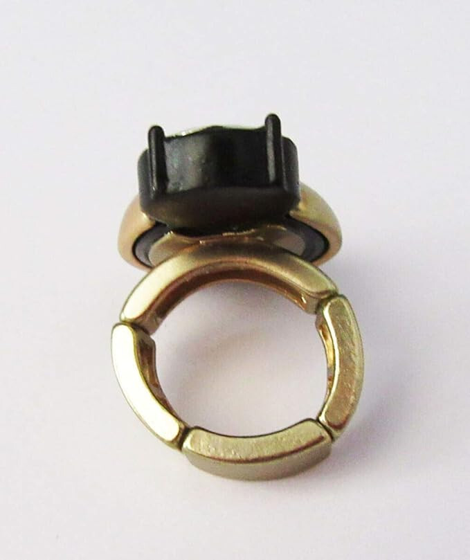 Chico’s Gold Stretch Ring Smoky Crystal Statement Adjustable Fits Size 7-9