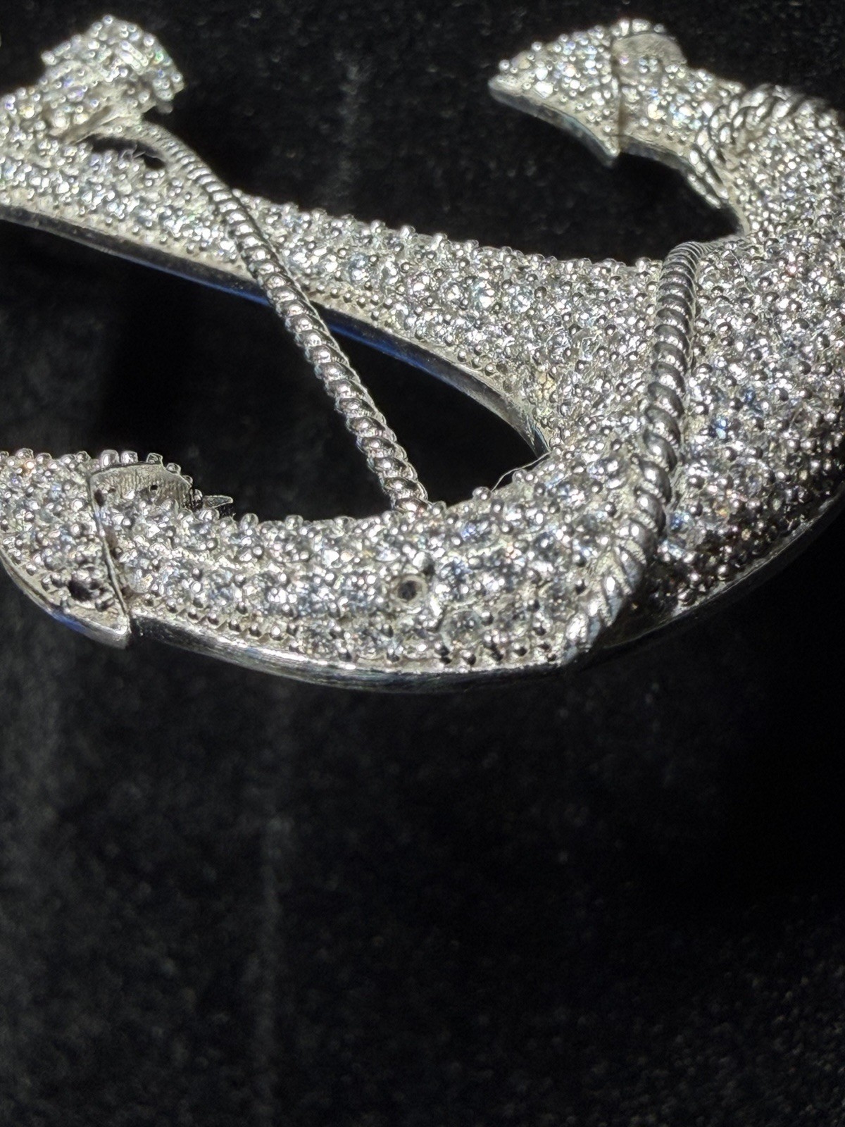 925 Sterling Silver CZ Anchor Pendant | 9g | Read Description