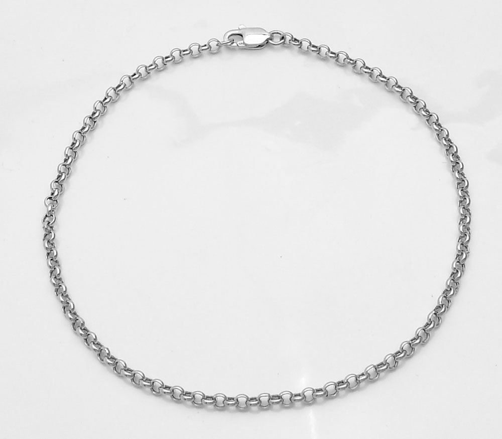 Rolo Link Chain Bracelet Real 14K White Gold ALL LENGTHS New Free Shipping