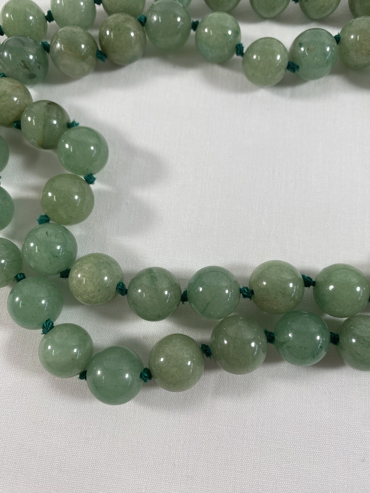 Nature Green Jade 翡翠玉 Round Gemstone 61 Beads Long Necklace 33 inch 10 mm 140g#1