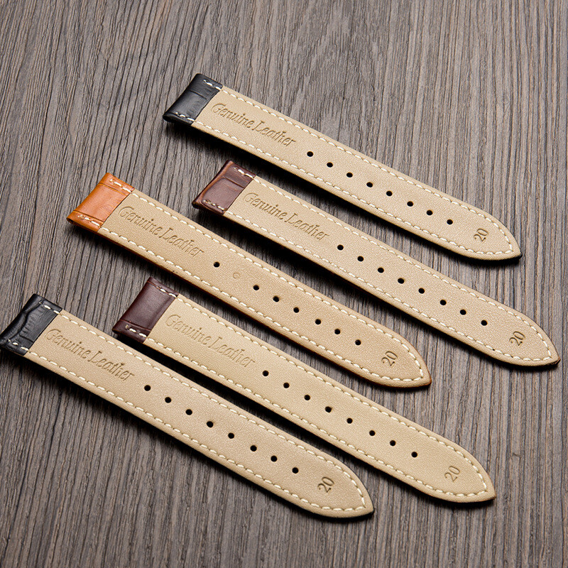 Head layer leather strap with calf leather needle buckle watch strap 12-24mm