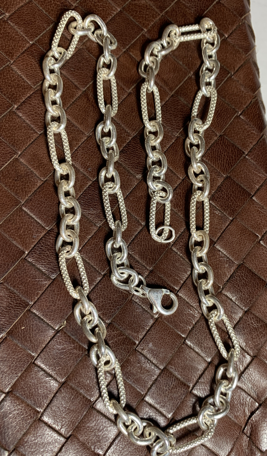 Sterling Silver Diamond-Cut Flat Figaro Rolo Link Chain 20″ Italy Necklace
