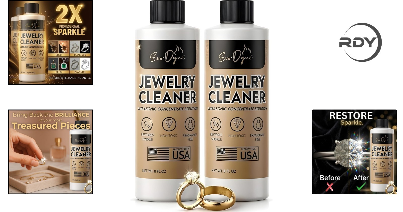 16oz Ultrasonic Jewelry Cleaner – Unscented Concentrated Solution for Brilliance