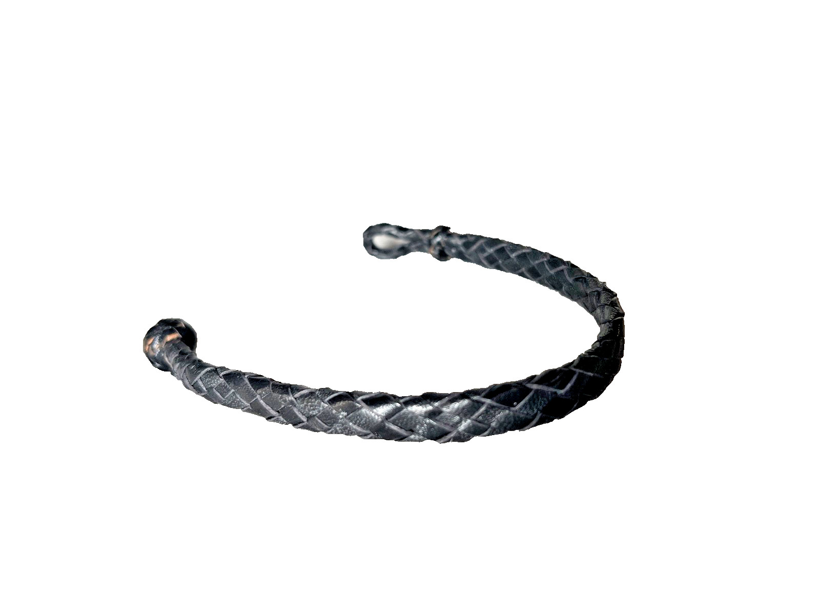 Western Mens Bracelet 9 x 3/8 in Flat Braid Leather Knot Cowboy Black