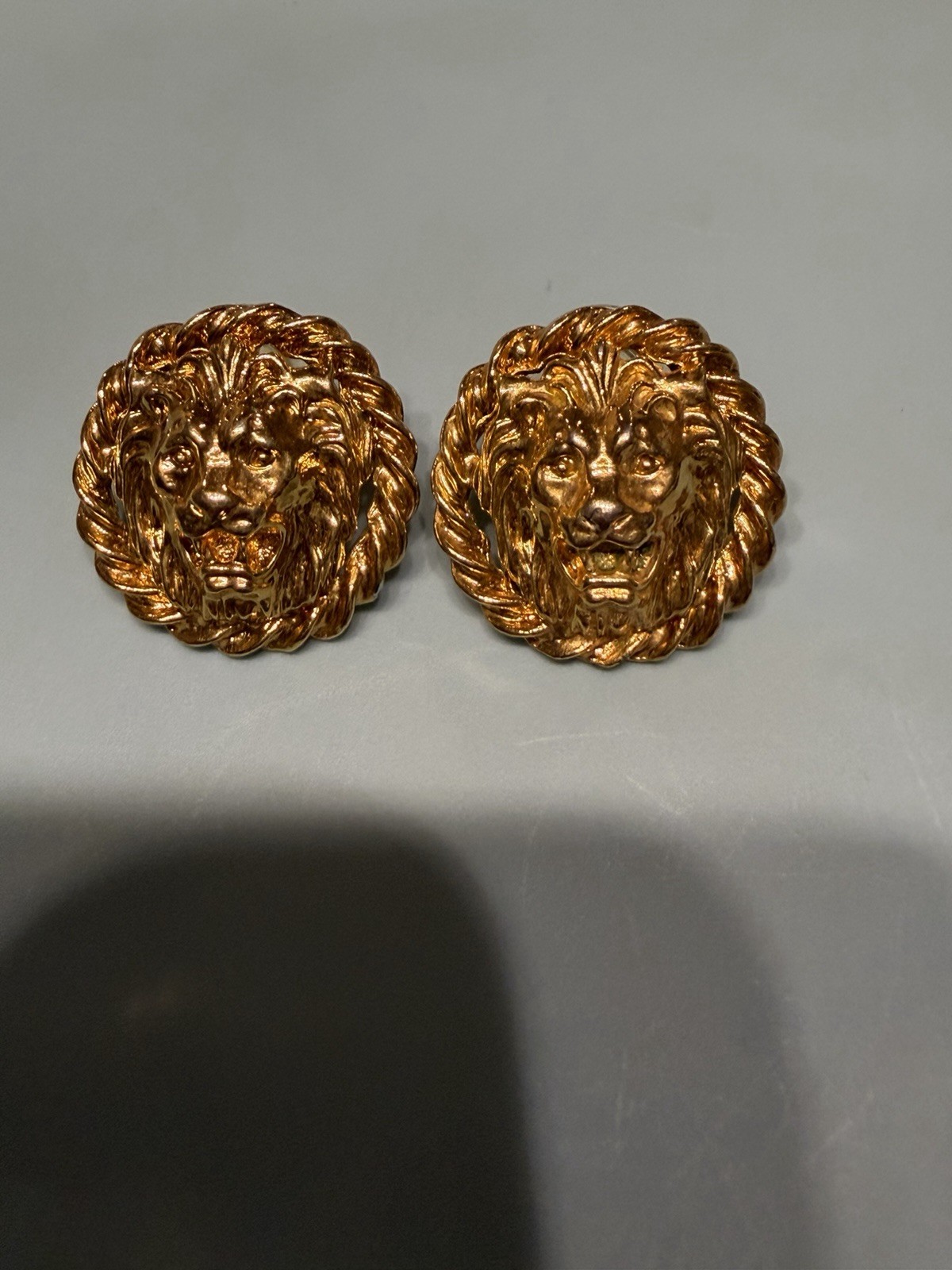 Lion Head Earrings Gold Plated Statement Earrings – Vintage