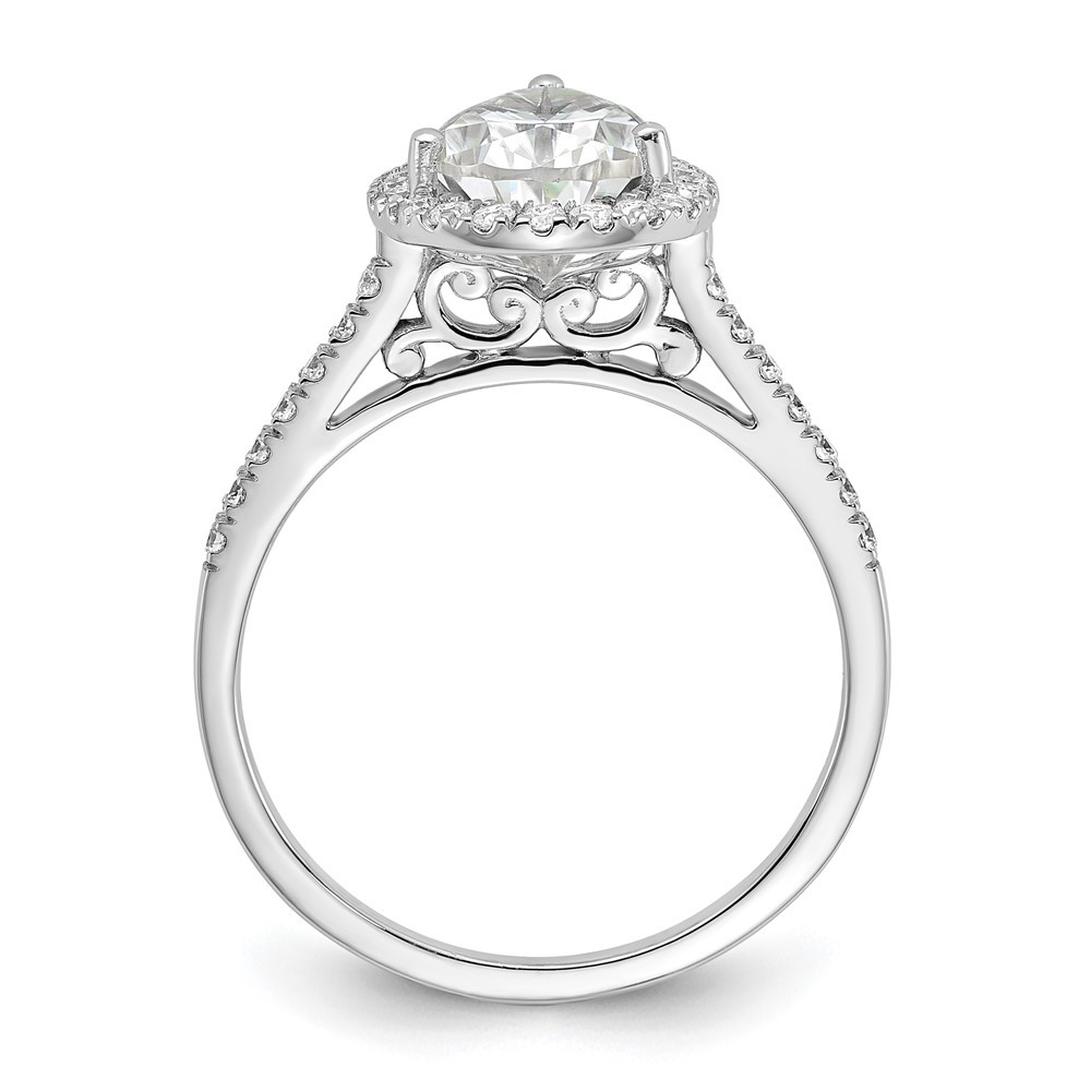 14k White Gold 2 1/2 Ct D E F Pure Light Moissanite Halo Engagement Ring Size 7
