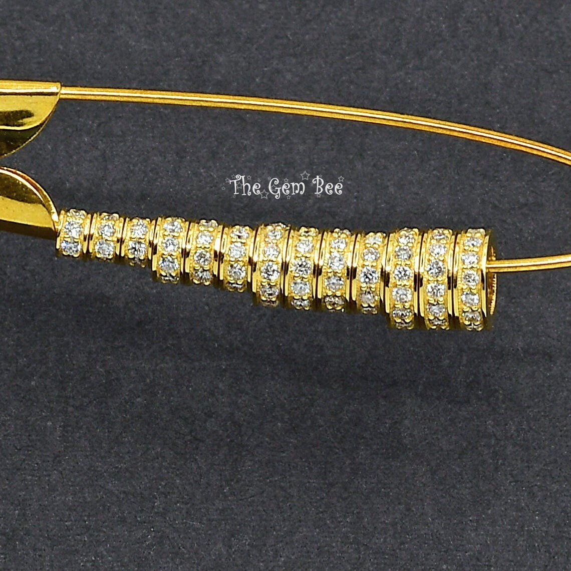 3mm 4mm 5mm 6mm 14k Yellow Gold Diamond Eternity Rondelle Wheel Spacer Bead