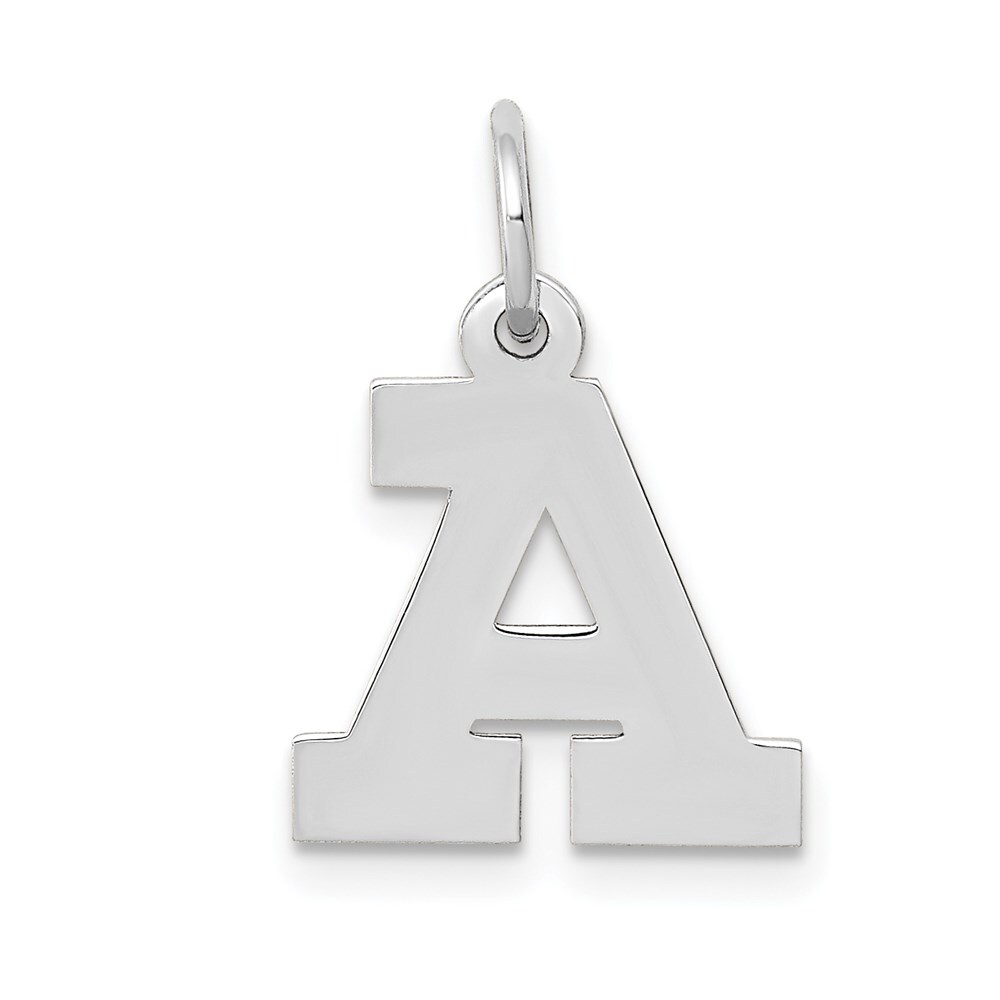 14k White Gold Block Letter A Initial Charm Pendant 0.41gm L-13.35mm, W-11.75mm