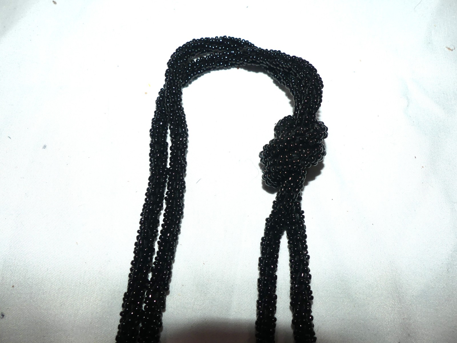 Vintage 1920’s Black Jet Beaded Lariat Flapper 56 inch Necklace with Tassels