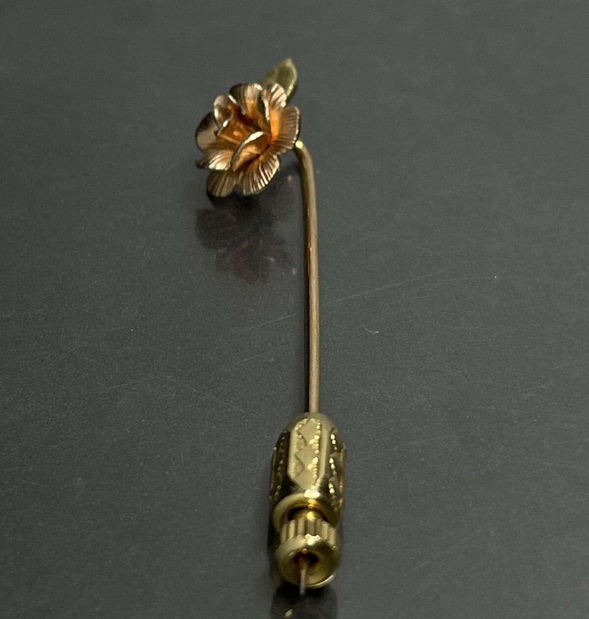 Vintage Krementz Stick Pin Flower 14k Yellow And Rose Gold Plated 2.3in Signed✨