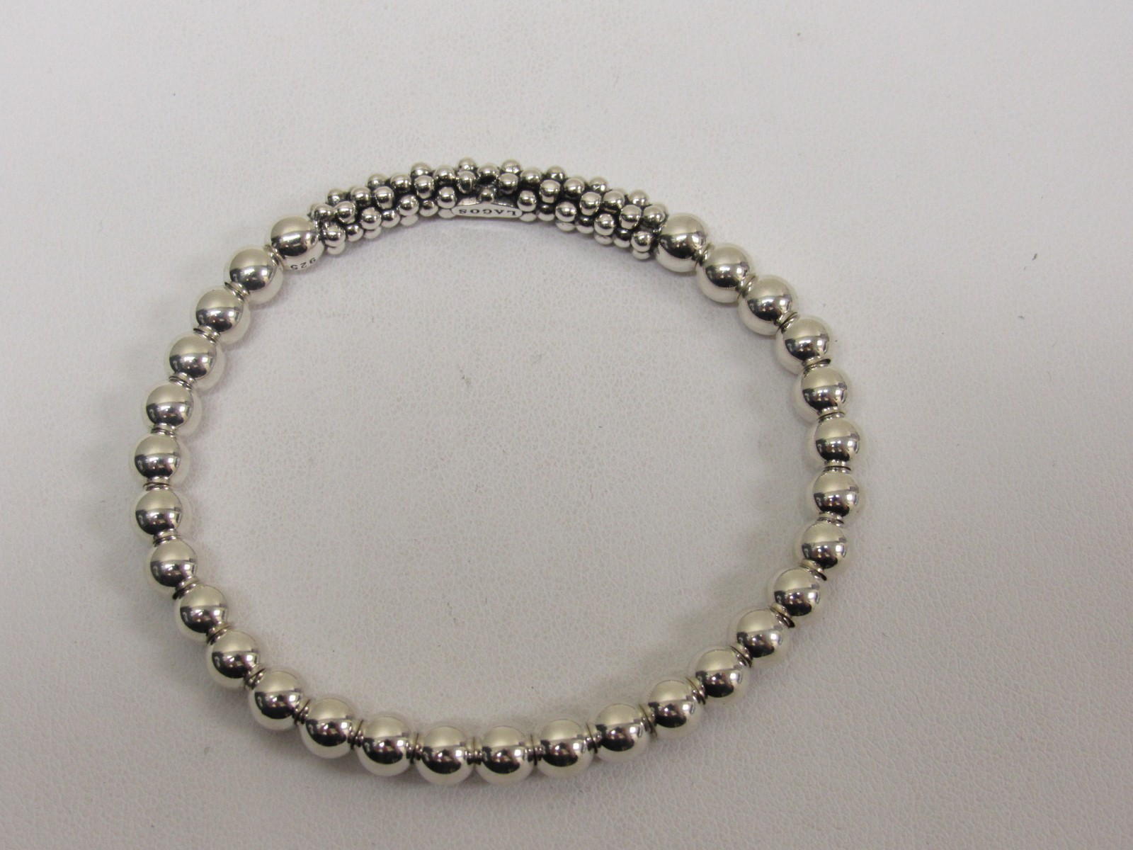 Designer LAGOS Sterling Silver Signature Caviar Stretch Bracelet