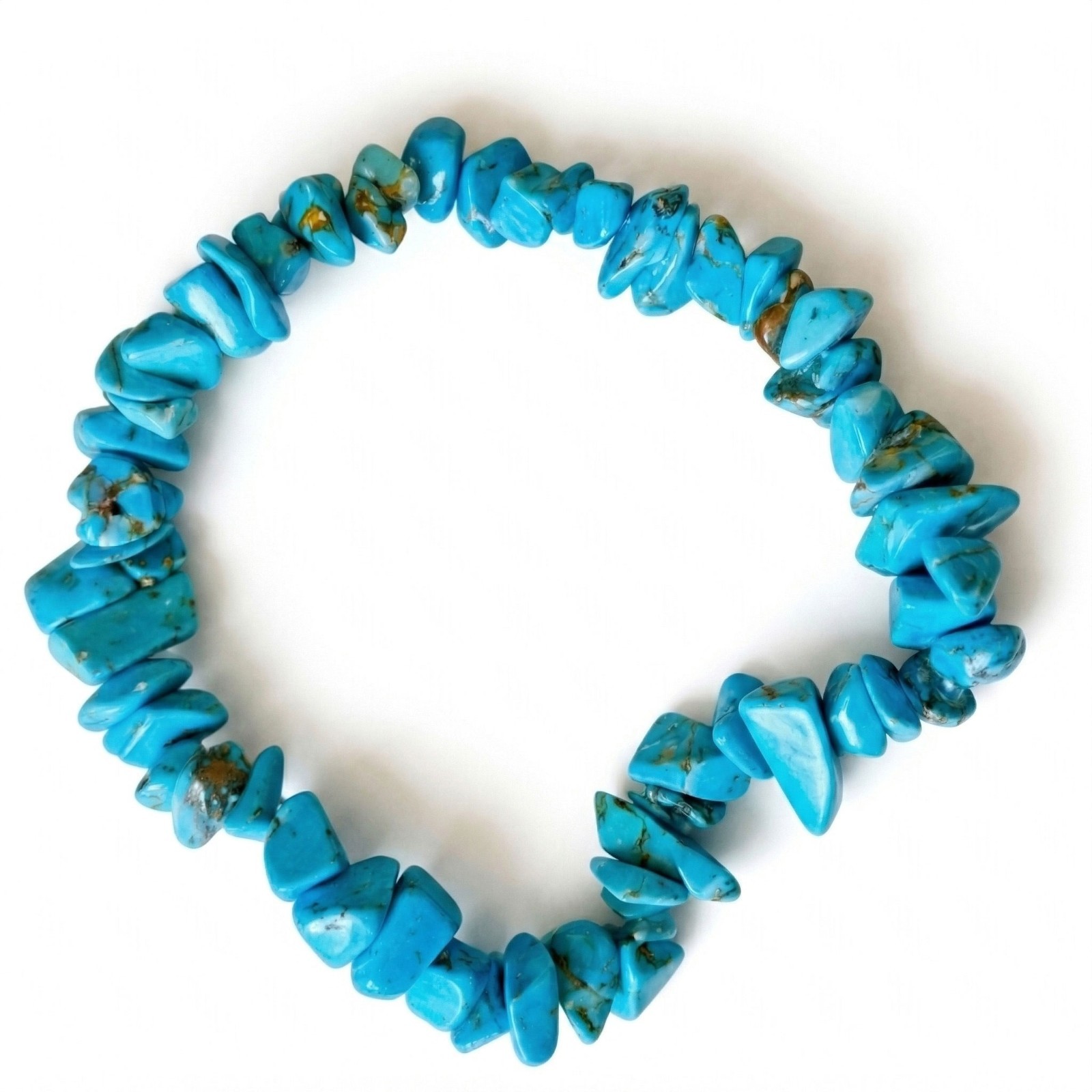 Turquoise Chip Stretch Bracelet Natural Stone Boho Crystal Healing Jewelry Blue