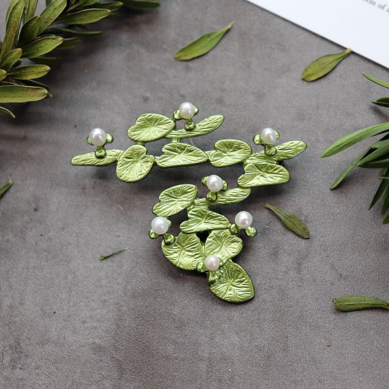 Vintage Plant Pearls Pin For Women Jewelry Gift Collar Decor Badge Corsage