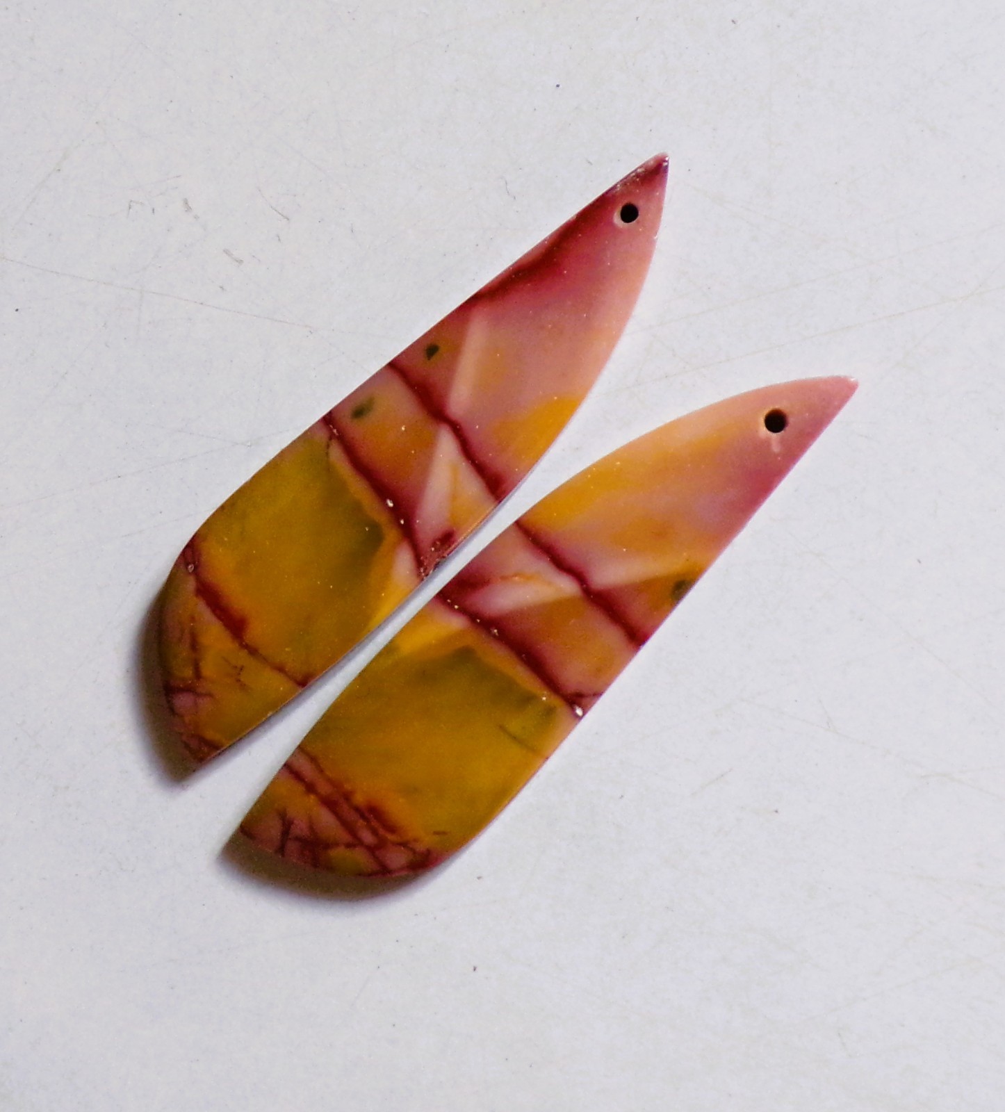 40.25 Cts Natural Mookaite Drilled Cabochon Match Pair Gemstone 48.3X12.3MM 55