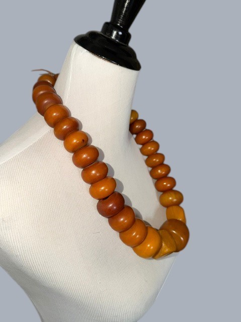 Antique African Butterscotch Egg Yolk Baltic Amber Round Beads