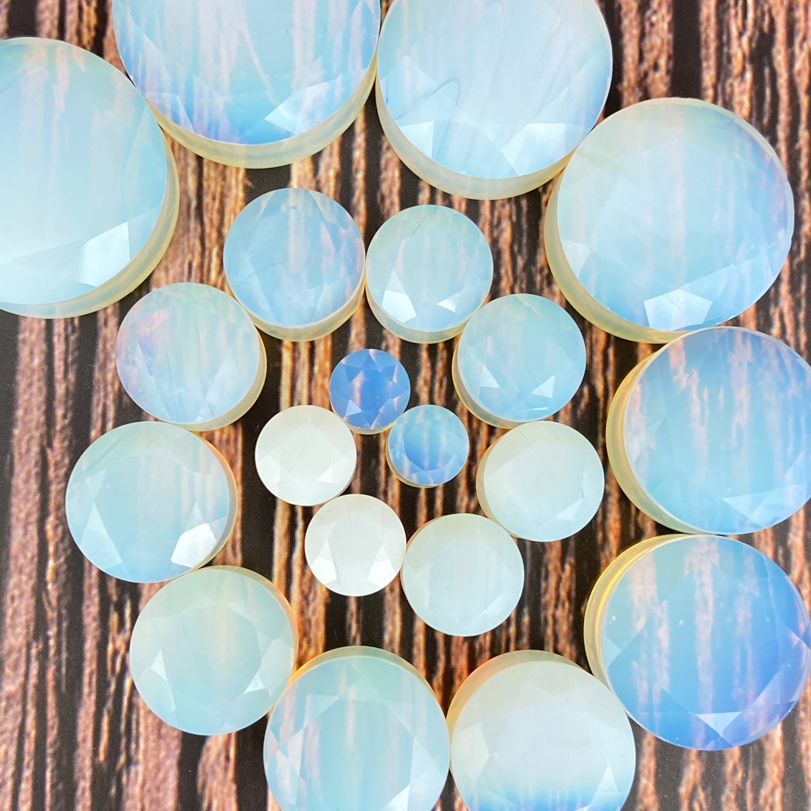 Facted Opalite Stone Double Flare Plugs (STN-708) ear gauges PICK SIZE