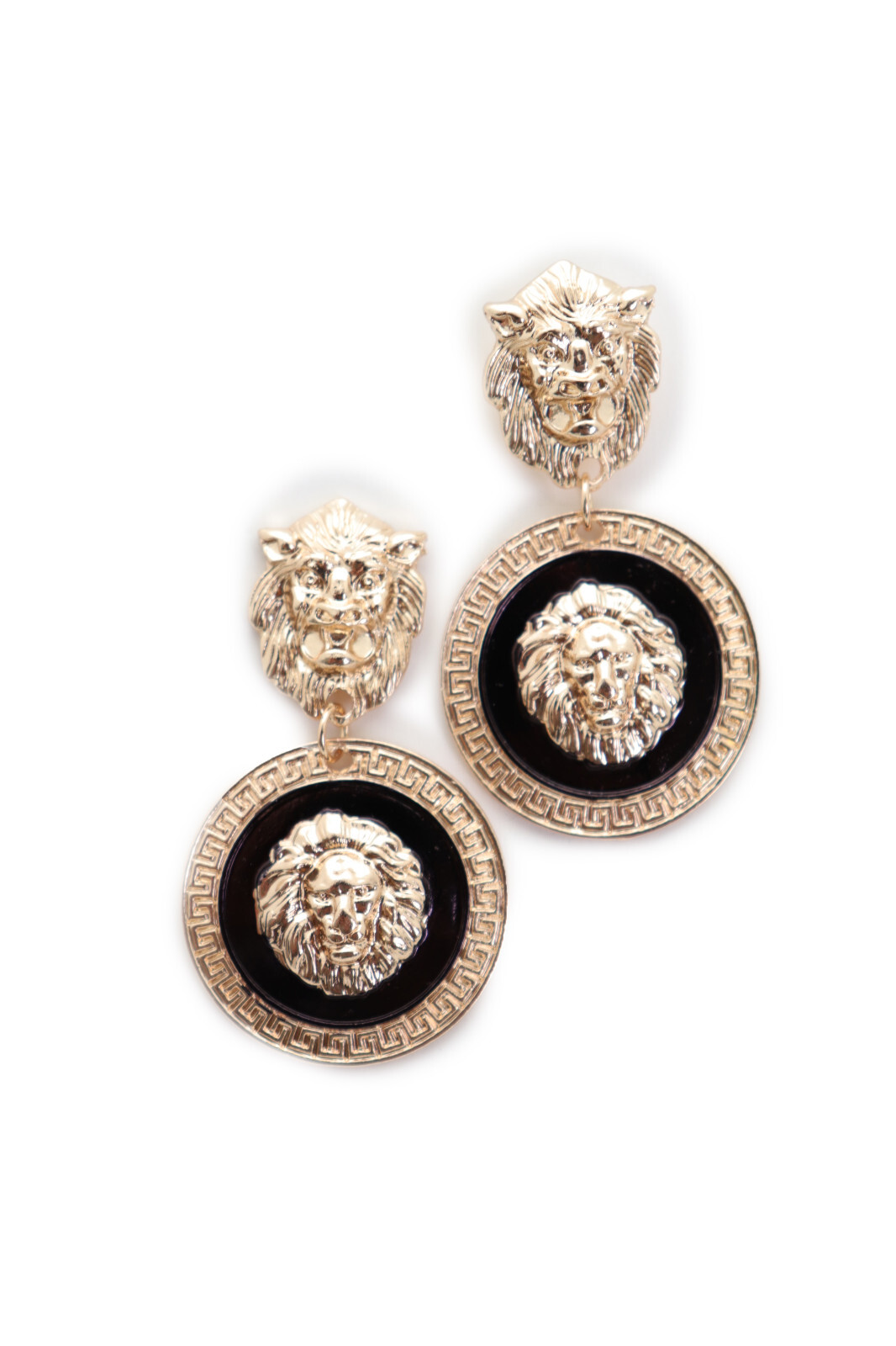 Women Special Style Earrings Set Fashion Jewelry Gold Lion Round Bling Bold Look