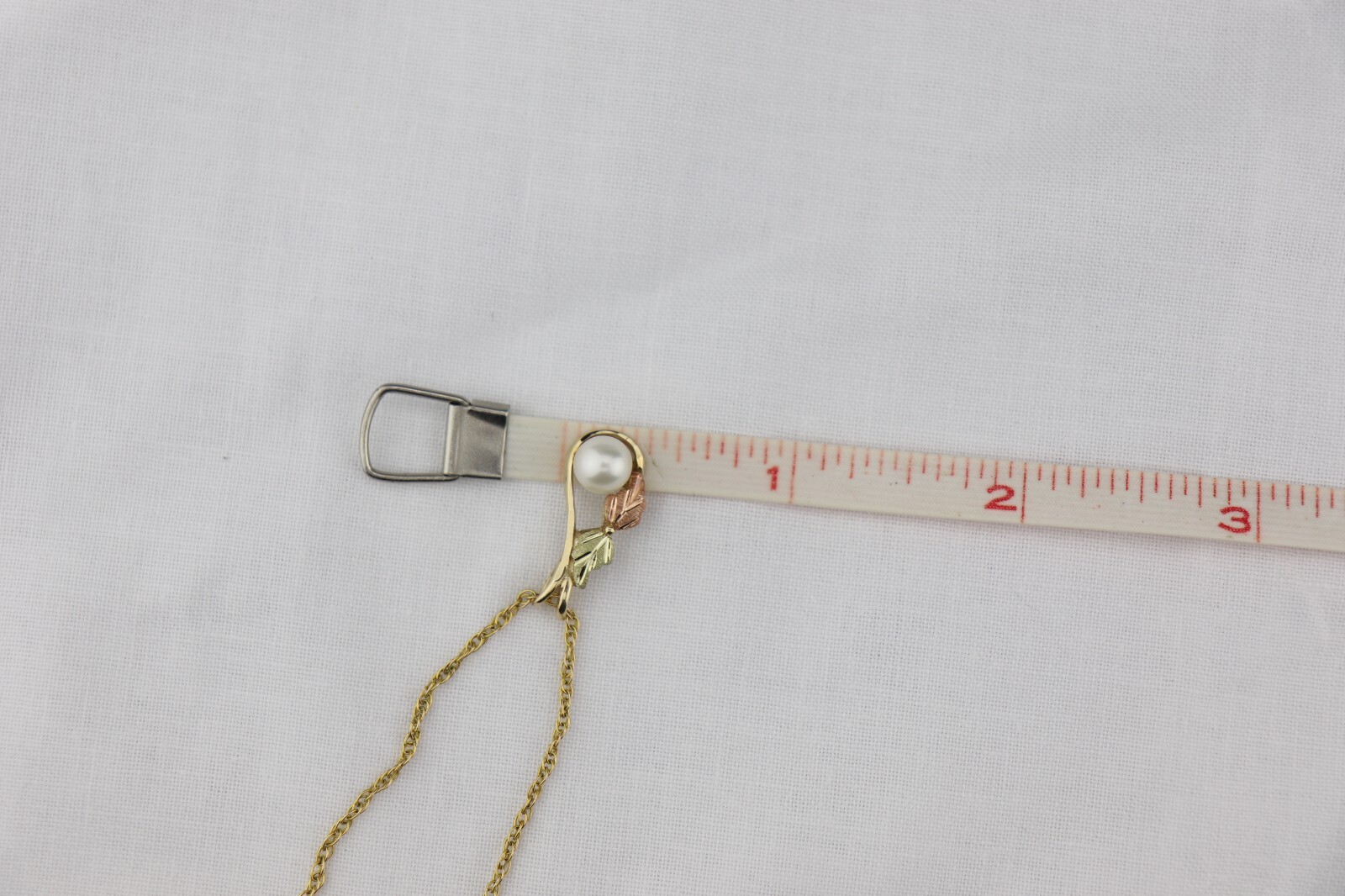 10K & 12K Black Hills Gold Leaf PEARL PENDANT on 14K GF NECKLACE 18.25″ RGC sign