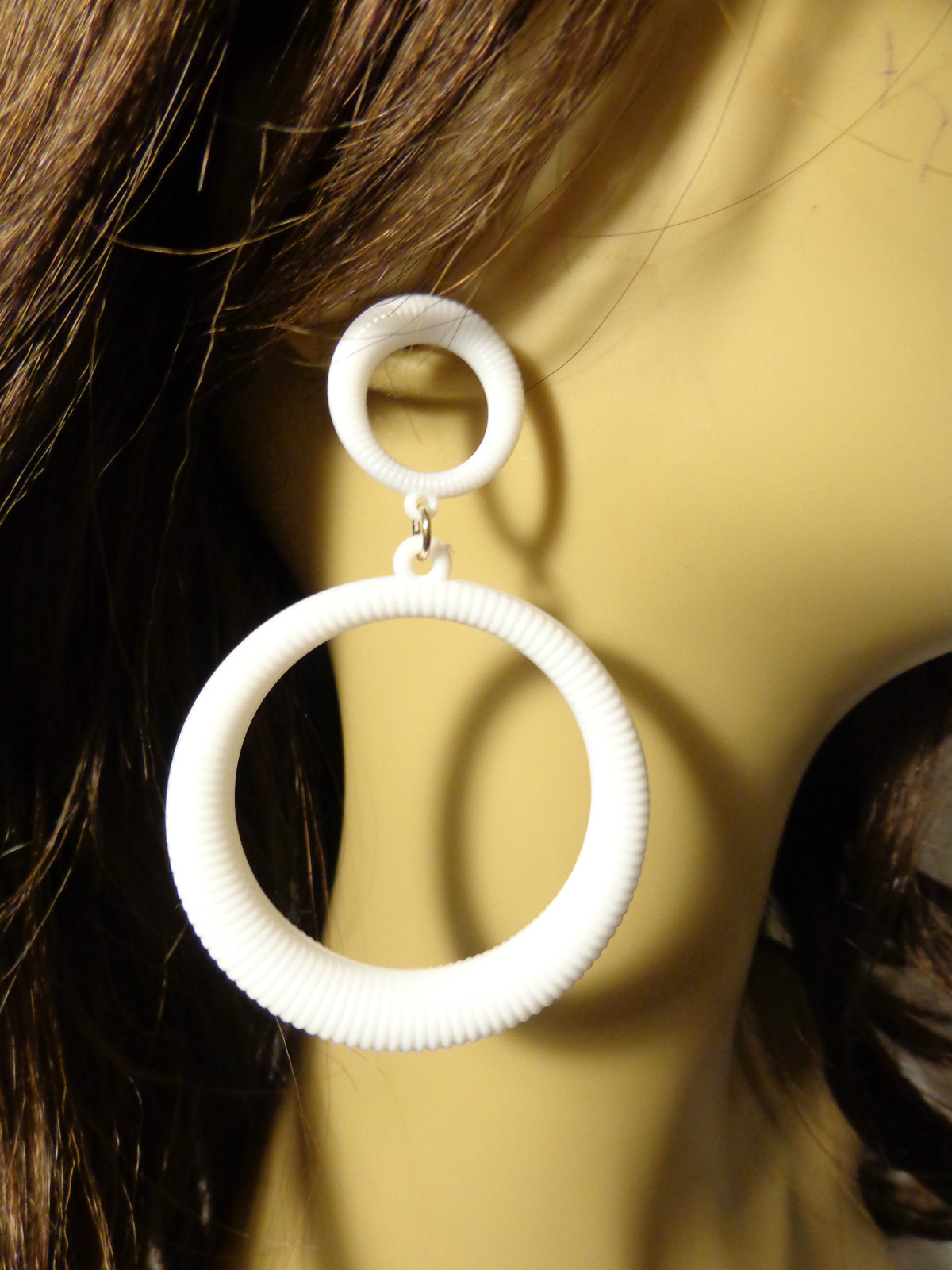 COIL HOOP EARRINGS RIBBED ASSORTED COLORS 3.75 IN L AND 2.5 IN WIDE PIERCED