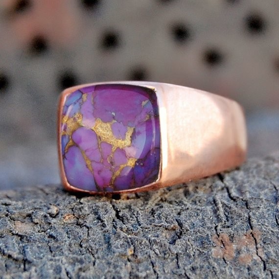 Solid 925 Sterling Silver AA Natural Copper Turquoise Gemstone Men’s Unisex Ring