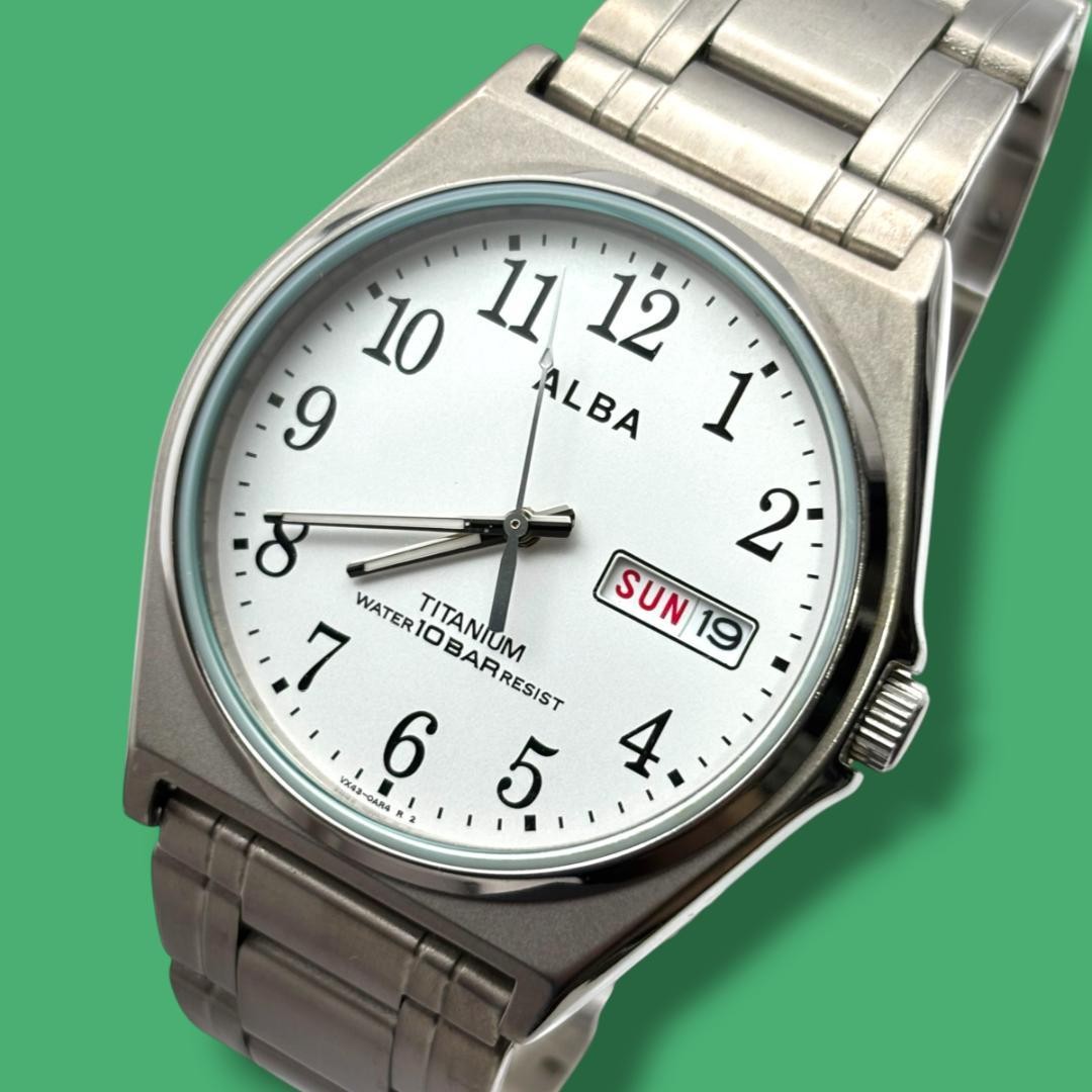 Excellent condition, fully functional Seiko Alba men’s watch, titanium, day-