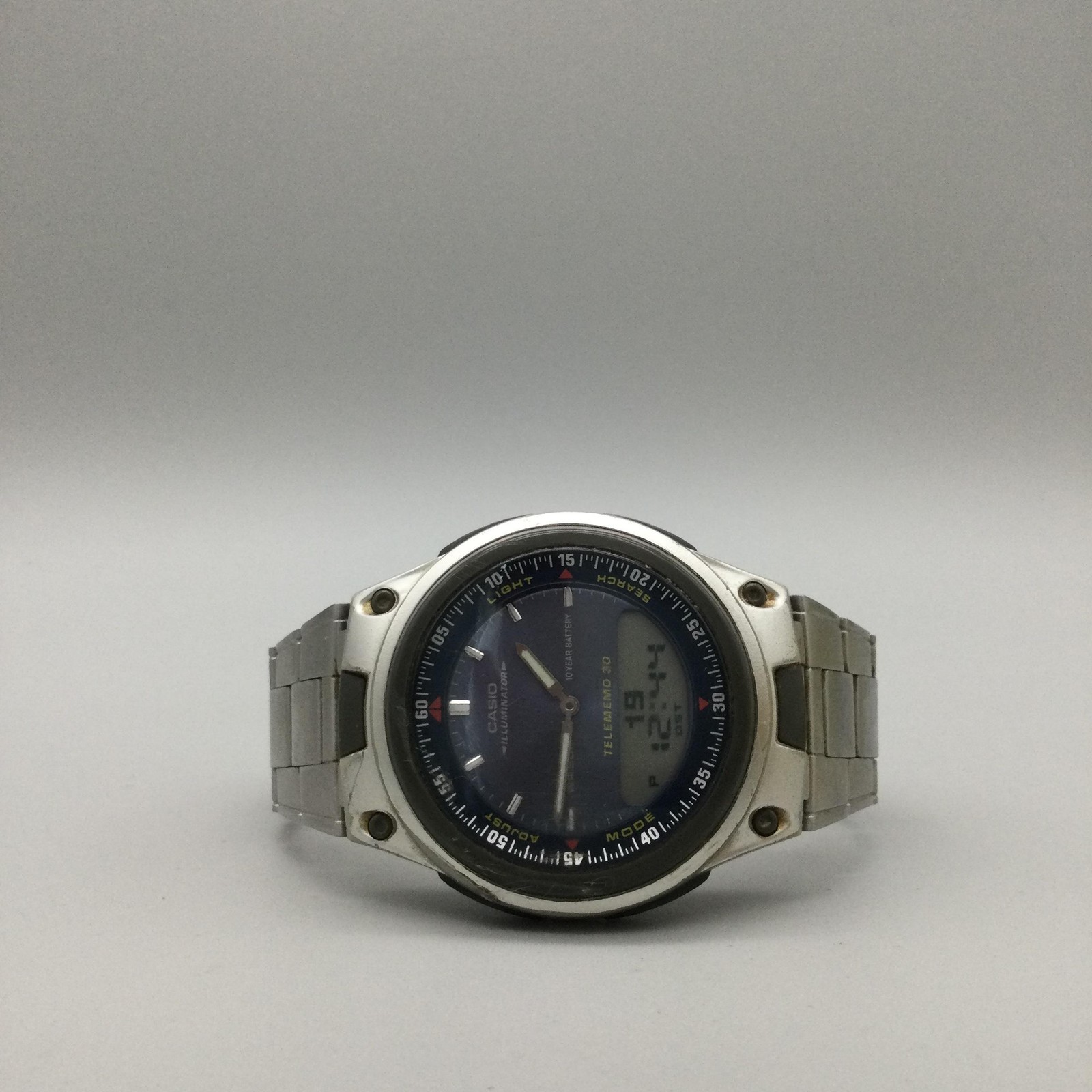 Casio Telememo 30 2747 AW-80 Mens Watch 40mm Blue Ana-Digi New Battery 7.75″