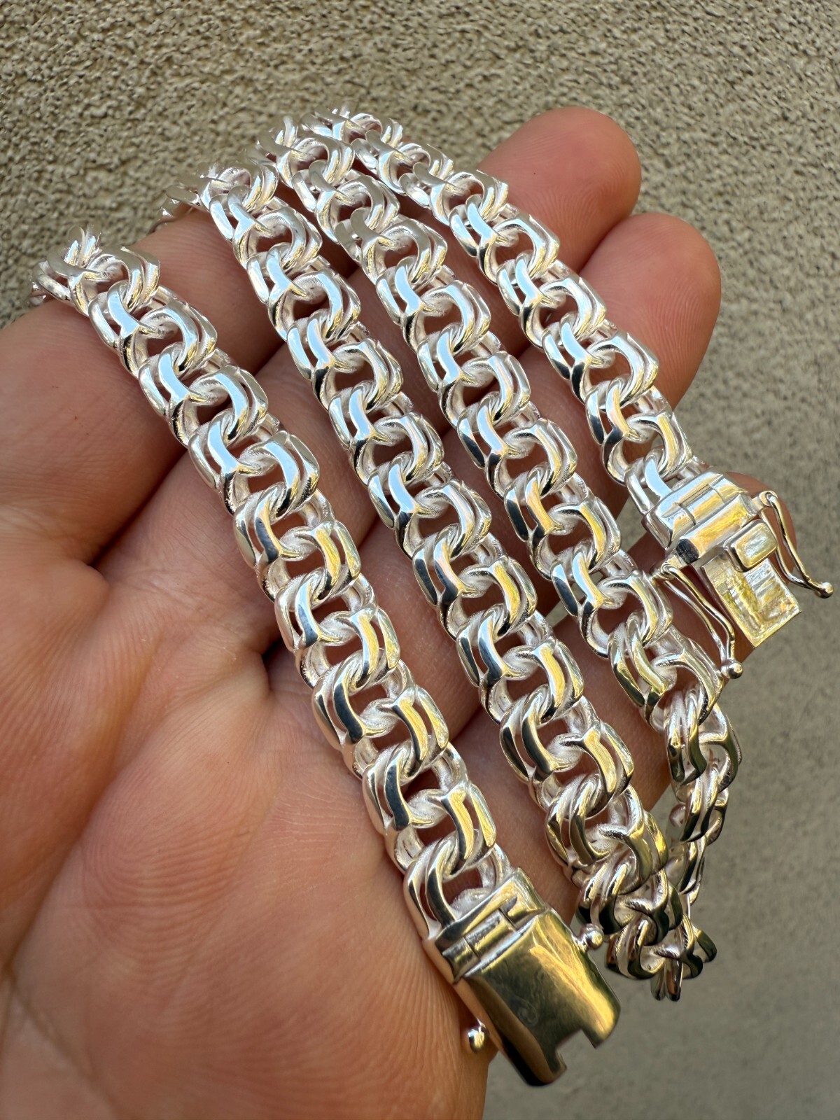 Real 925 Sterling Silver Handmade 9mm Cuban-Byzantine Chainmaille Chain Necklace
