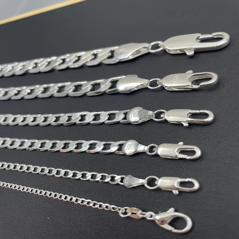 16-30″ Sterling Silver Chain Cuban Curb Women’s Men’s Necklace 2/4/6/8/10/12mm