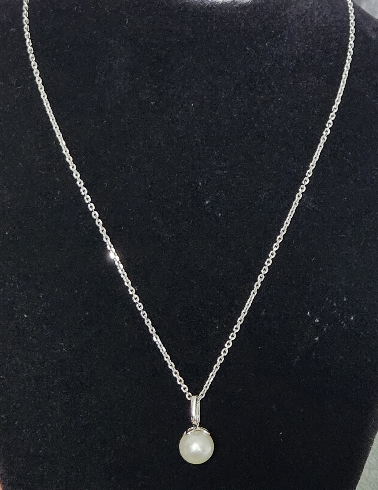EFFY BH 14k White Gold Akoya Pearl Pendant With 925 Silver 16″ Necklace