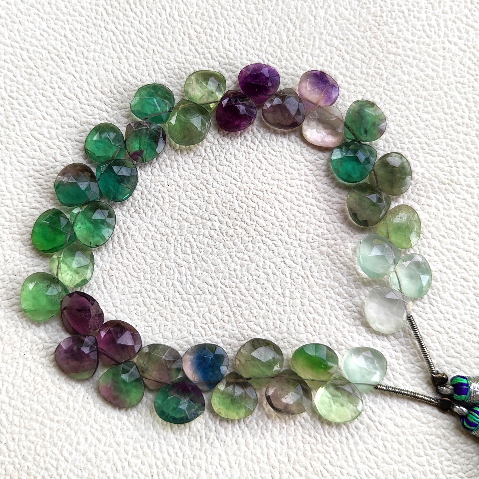 Natural Fluorite 9mm Faceted Heart Beads 8″ Strand Brazil Gemstone Jewelry
