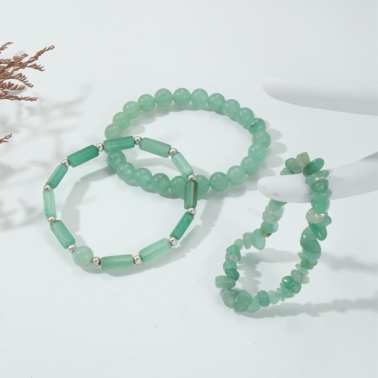 Stunning 3Pcs Natural Jade Bracelets for Women – 8mm Crystal Beaded Elegance