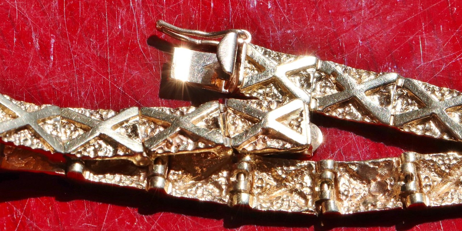 14k yellow gold bracelet 7.0″ nugget vintage handmade 13.6gr N2858