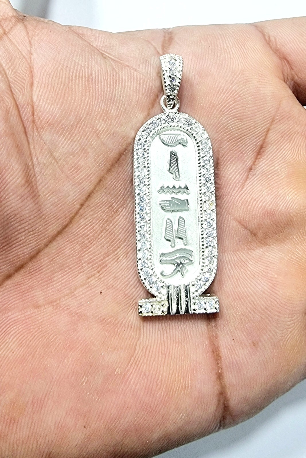 Personalize NAME and Favorite GEMSTONE On Sterling Silver SPARKLING Cartouche