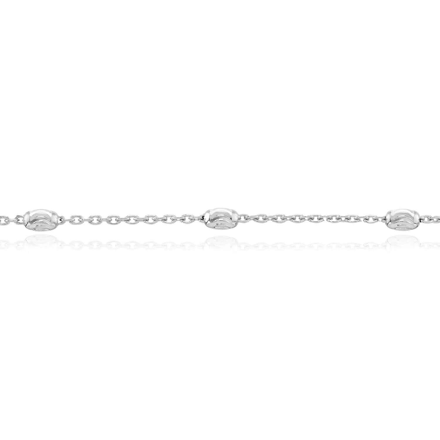 Sterling Silver Oval Moon Station Ankle Bracelet 9″-10″ Adjustable