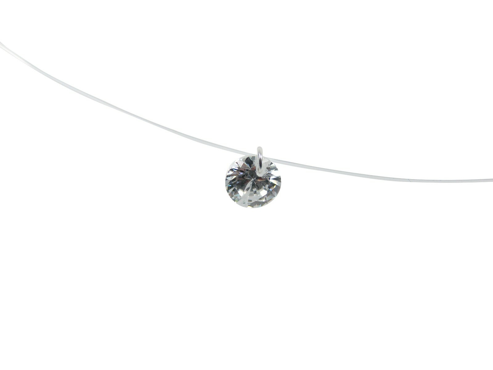 Solitaire Crystal Floating Illusion Necklace, Invisible Thread Crystal Pendant