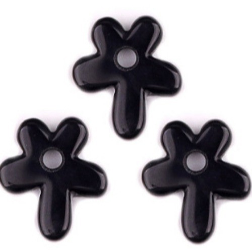 10pcs Natural Obsidian Stone Hollow Flower Pendant DIY Jewelry Making 31x35mm