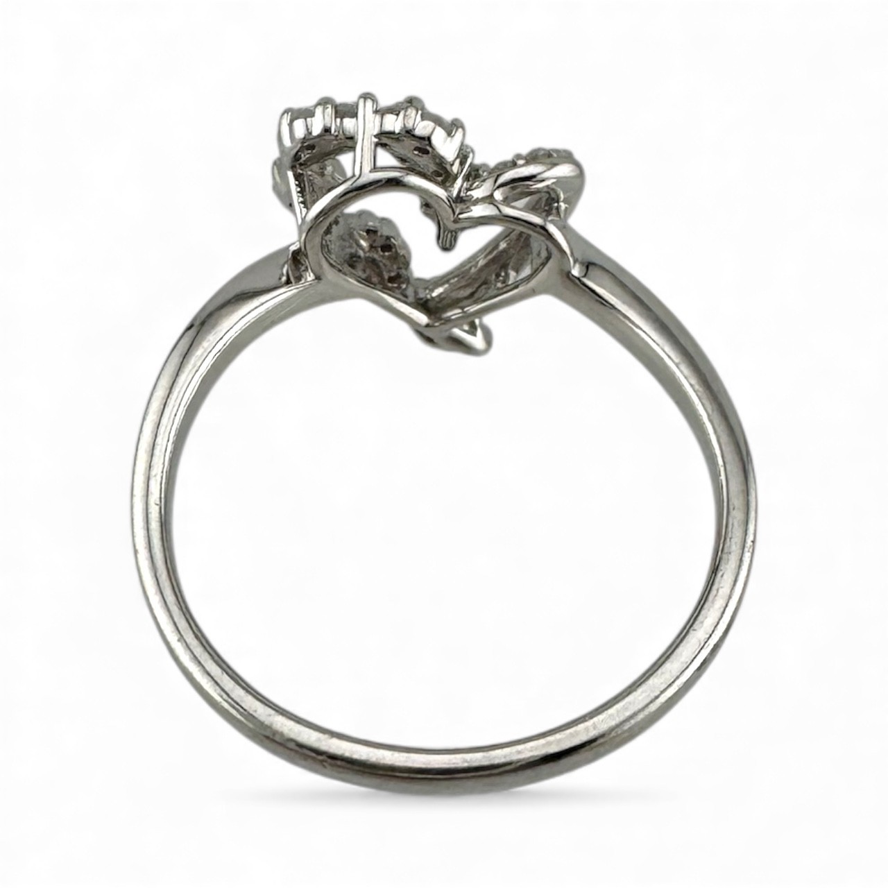 Estate 10K White Gold Diamond Heart Ring 0.27ctw Size 6.5 2.36g