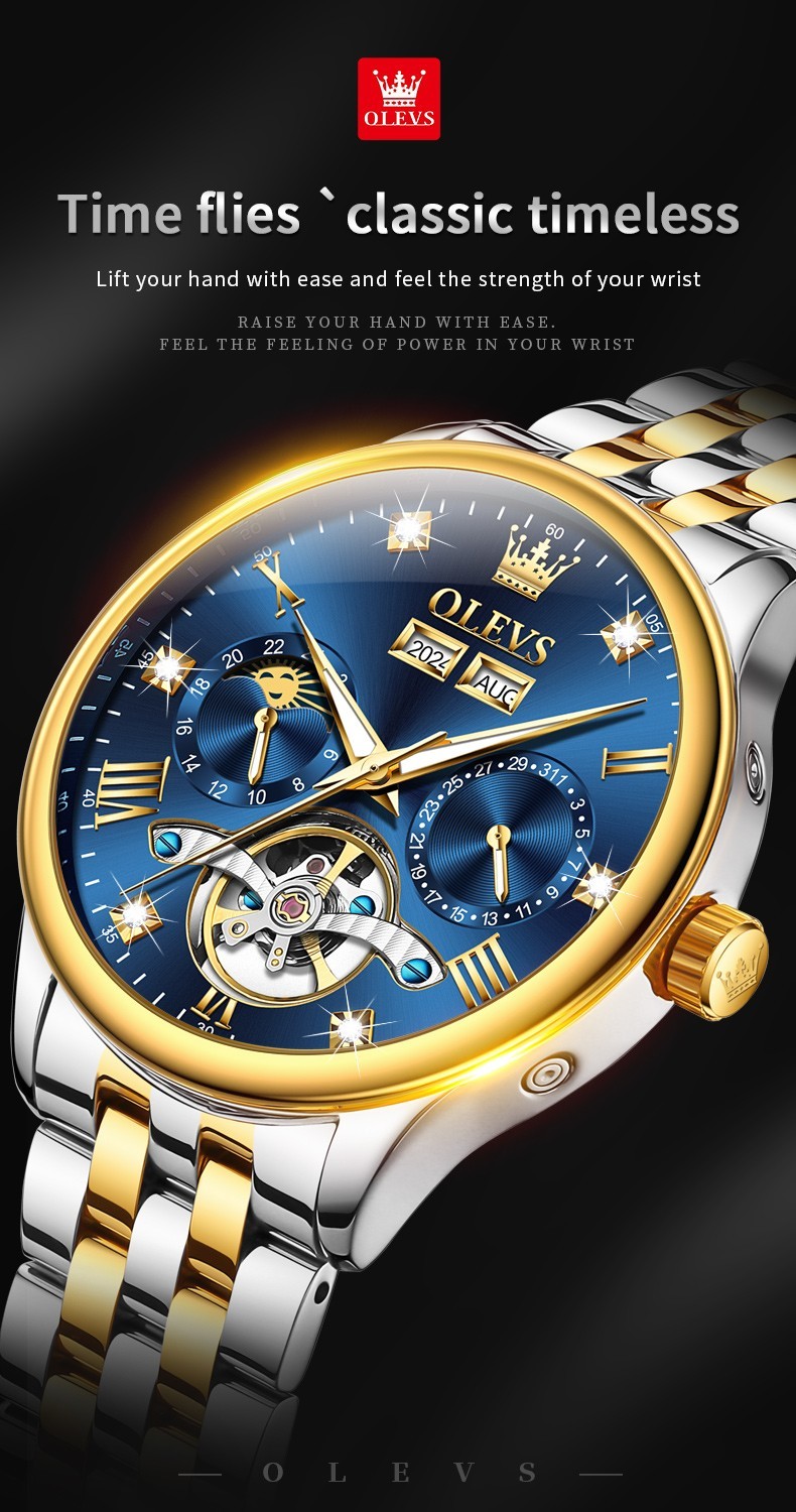 OLEVS 7023 High Quality Stainless Steel Strap Business Gents Automatic Watch