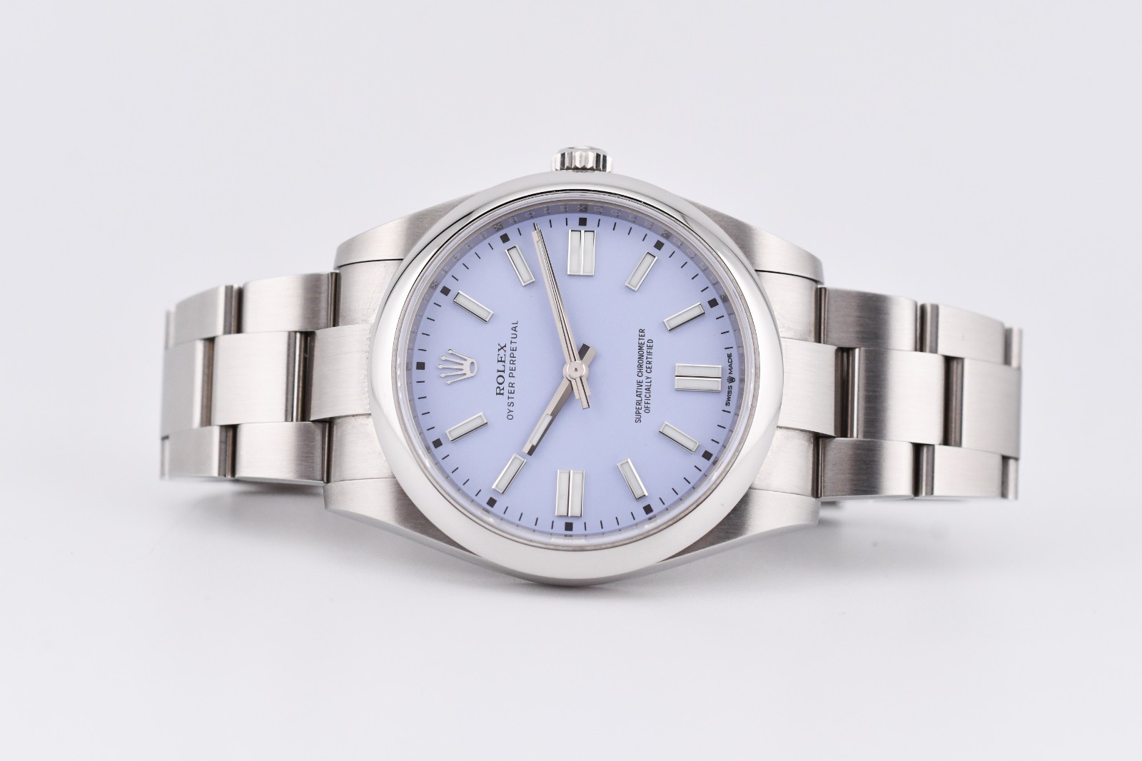 Rolex Oyster Perpetual 41mm Ref. 124300 Custom Lavender Dial Box and Paper
