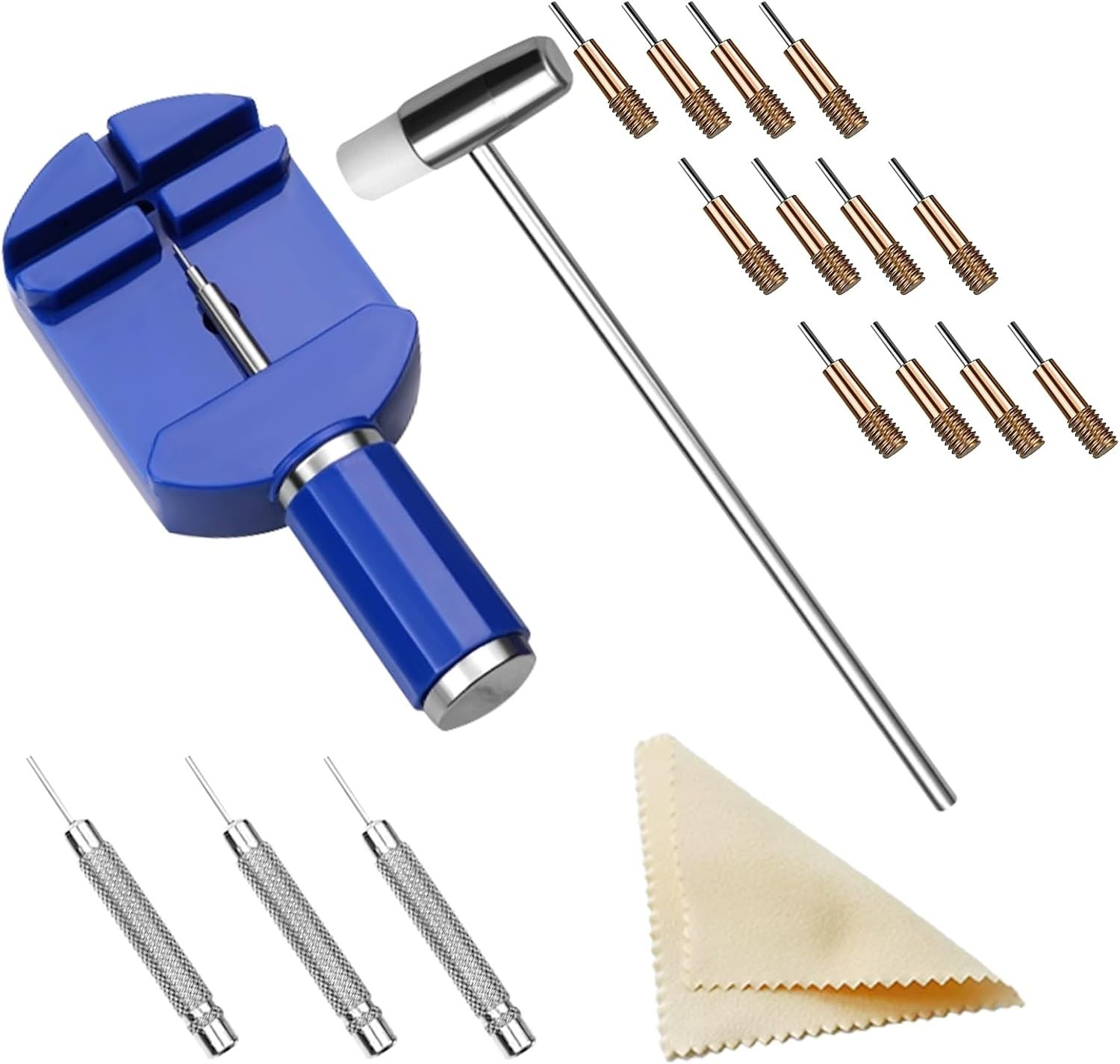 12-Piece Watch Repair Tool Kit: Band Adjustment Pins and Hammer for DIY Home Use
